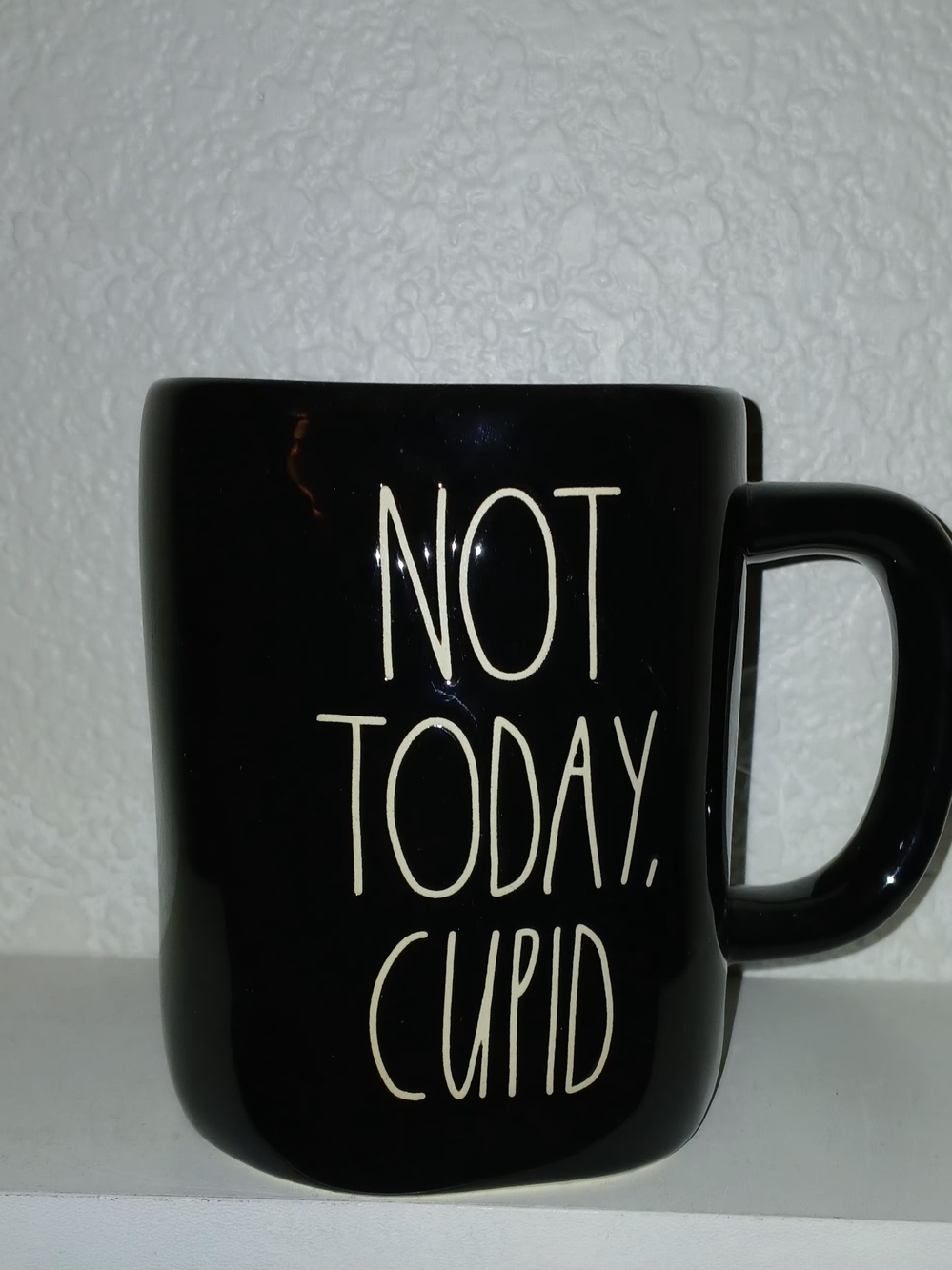 Rae Dunn Black 'Not Today Cupid' Ceramic Coffee Mug